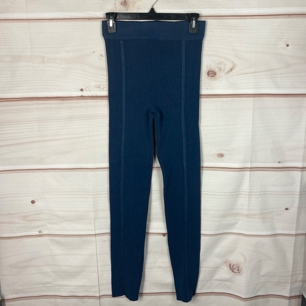 Hera Collection Leggings Womens M Blue Kint High Rise Solid Pullover Seamed